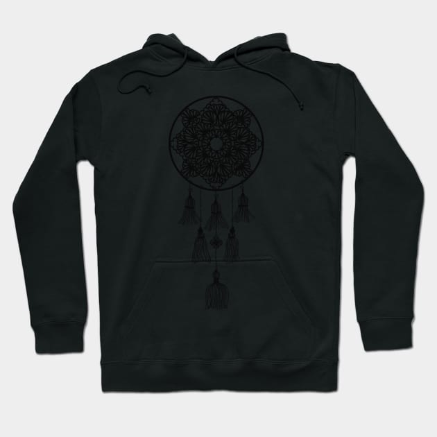 Black dreamcatcher over blue Hoodie by marufemia